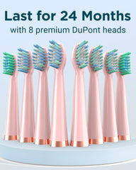 M5 Sonic Electric Toothbrush for Adults and Kids - Rechargeable Electric Toothbrush Kids Ages 12+ and Adults with 8 Brush Heads & Travel Case, 120 Days Battery Life - Pink