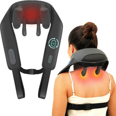 Cordless Neck Shoulder Massager with Soothing Heat, Upgarded 4D Deep Tissue Kneading, Shiatsu Back Massager Pillow for Neck, Traps, Back, Gifts for Men Women Mom Dad