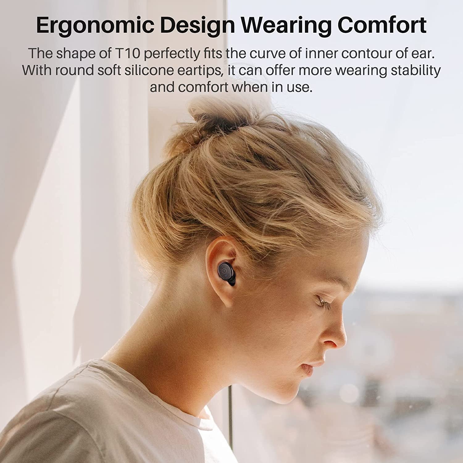 T10 True Wireless Bluetooth 5.3 Earbuds, 45H Playtime, Wireless Charging Case, IPX8 Waterproof Stereo Headphones in Ear Built in Mic Headset Premium Sound with Deep Bass, 32 Preset Eqs via APP