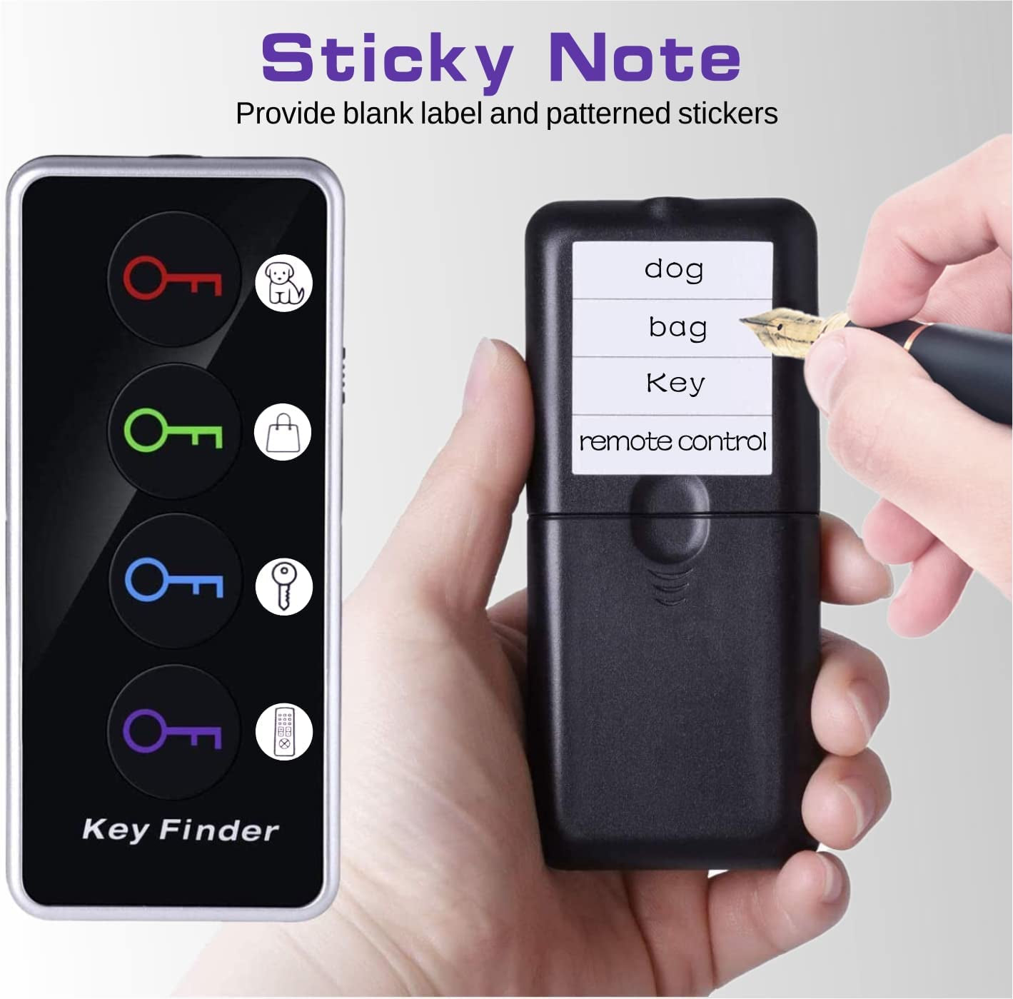 Key Finder, 80Db+ RF Item Locator Tags with 131Ft. Working Range, Wireless Remote Tracker for Wallet, Phone, Glasses, Pet, 1 RF Transmitter & 4 Receivers