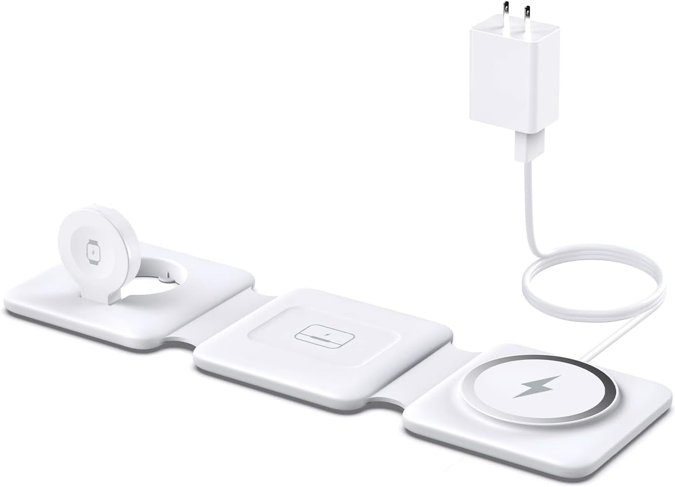 Charging Station for Apple Multiple Devices - 3 in 1 Foldable Magnetic Wireless Charger Dock - Travel Charging Pad for Iphone 16 15 14 13 12 Pro Max plus Watch & Airpods