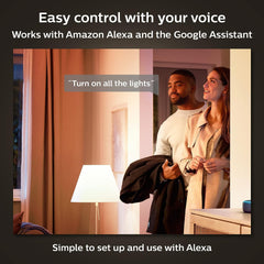Smart 60W A19 LED Bulb - Soft Warm White Light - 4 Pack - 800LM - E26 - Indoor - Control with Hue App - Works with Alexa, Google Assistant and Apple Homekit