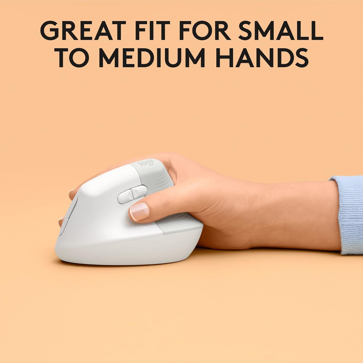 Lift for Mac Wireless Vertical Ergonomic Mouse, Bluetooth, Quiet Clicks, Silent Smartwheel, 4 Customizable Buttons, for Macos/Ipados/Macbook Pro/Macbook Air/Imac/Ipad - off White