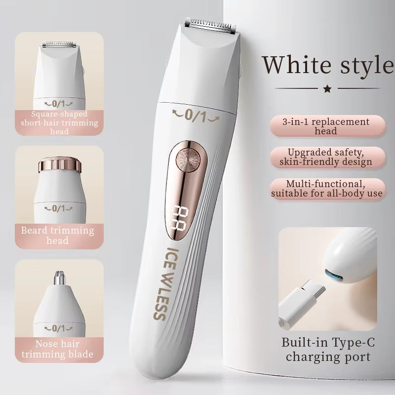 Women'S Electric Shaver 3-In-1 Painless Epilator Portable Bikini Trimmer Facial Shaver for Ladies Body Underarms Legs