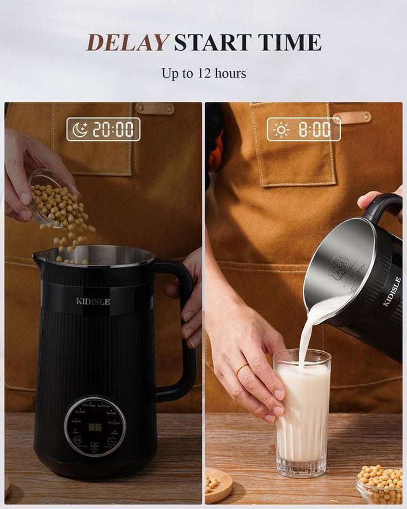 Elevate Your Kitchen Experience with the KIDISLE 8-In-1 Multifunctional Nut Milk Machine & Coffee Maker - 32Oz Auto Self-Cleaning, Delay Start, and Keep Warm Feature in Sleek Stainless Steel Black/White