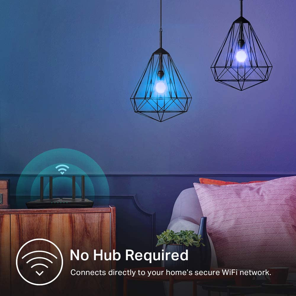 Light Bulbs, Full Color Changing Dimmable Smart Wifi Bulbs Compatible with Alexa and Google Home, A19, 9W 800 Lumens,2.4Ghz Only, No Hub Required, 4 Count (Pack of 1), Multicolor (KL125P4)