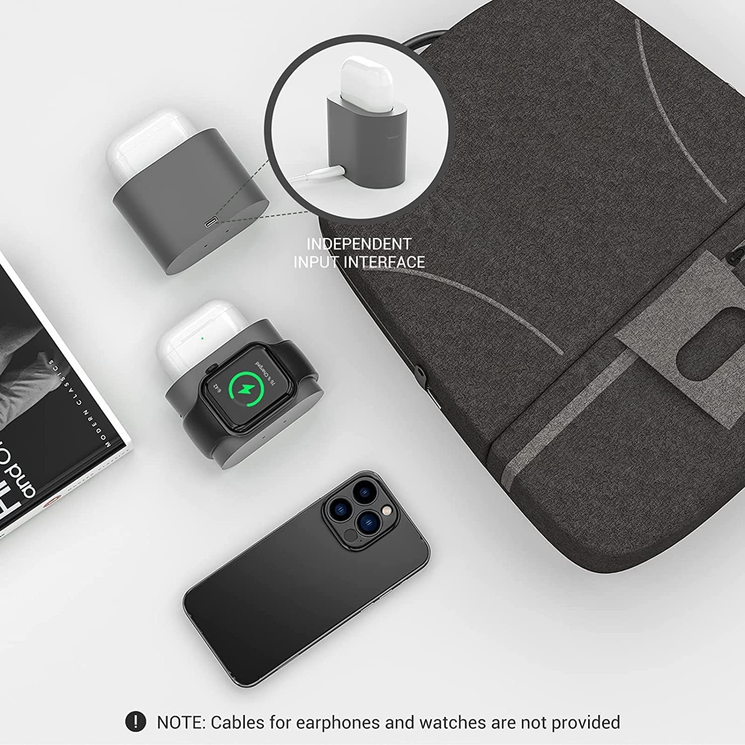 Wireless Charging Station, 3 in 1 Charging Station, Alarm Clock with Wireless Charger, Night Light, Iphone 12/13/14/15/16 Pro/13 Mini/13 Pro Max/12 Pro, Airpods