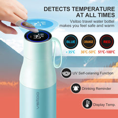 Self-Cleaning Smart Water Bottle, Vacuum Stainless Steel Insulated Water Bottle with Handle Double-Wall, Keep Drink Hot or Cold, Leak Proof, 15 Oz