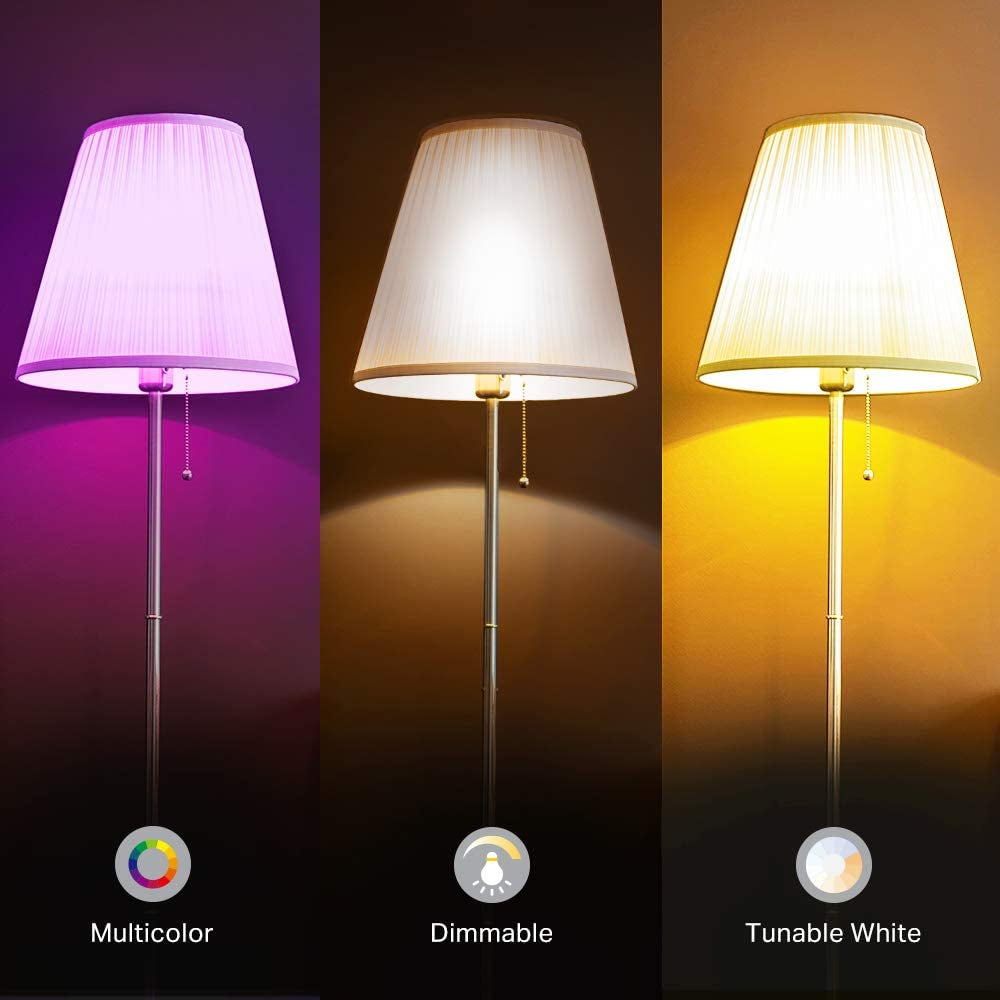 Light Bulbs, Full Color Changing Dimmable Smart Wifi Bulbs Compatible with Alexa and Google Home, A19, 9W 800 Lumens,2.4Ghz Only, No Hub Required, 4 Count (Pack of 1), Multicolor (KL125P4)