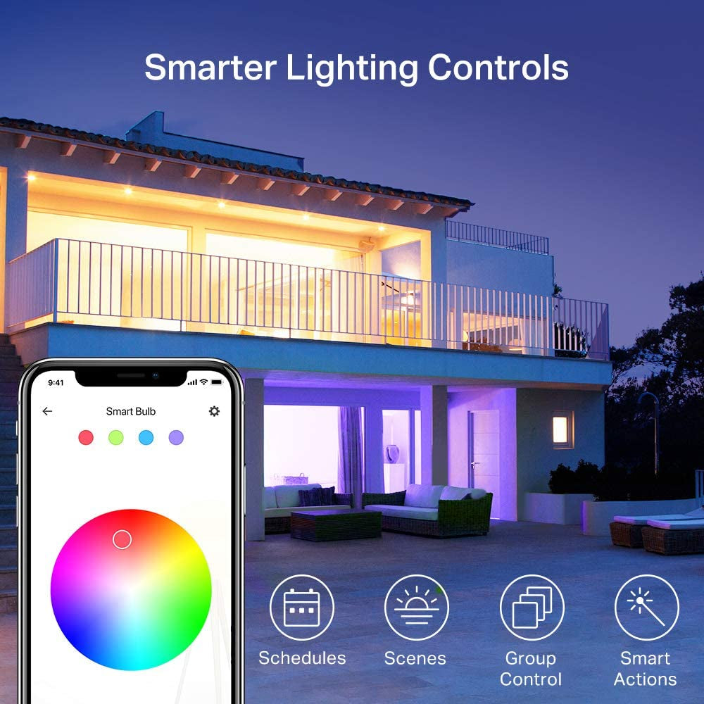 Light Bulbs, Full Color Changing Dimmable Smart Wifi Bulbs Compatible with Alexa and Google Home, A19, 9W 800 Lumens,2.4Ghz Only, No Hub Required, 4 Count (Pack of 1), Multicolor (KL125P4)
