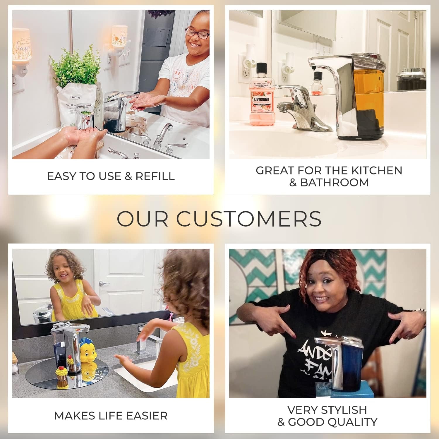 Automatic Soap Dispenser Touchless, No Drip Hand Soap & Dish Soap Dispenser with Adjustable Output, Motion Sensor