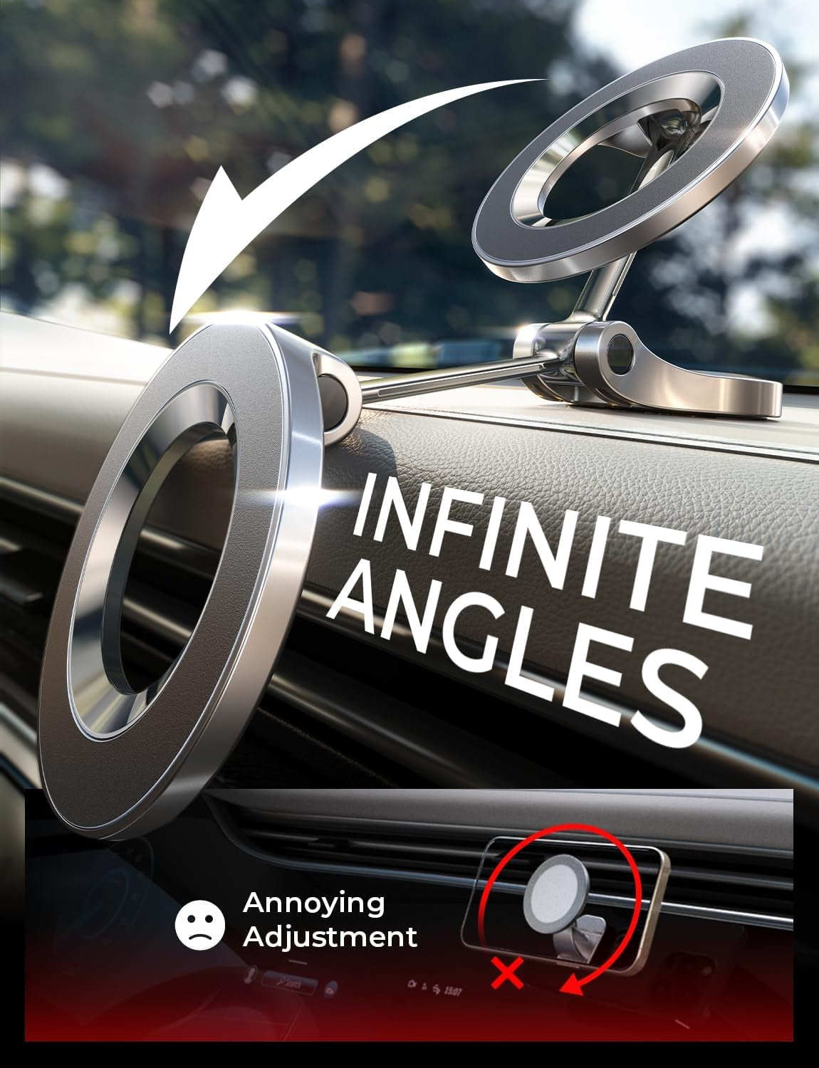 for Magsafe Car Mount, Ultra Magnetic 360 Degree Rotation Dashboard Car Phone Holder, Car Accessories for Iphone, Gifts for Men Women Him Her, Fit for Iphone 16E 16 Pro/Pro Max 15 14 13 12