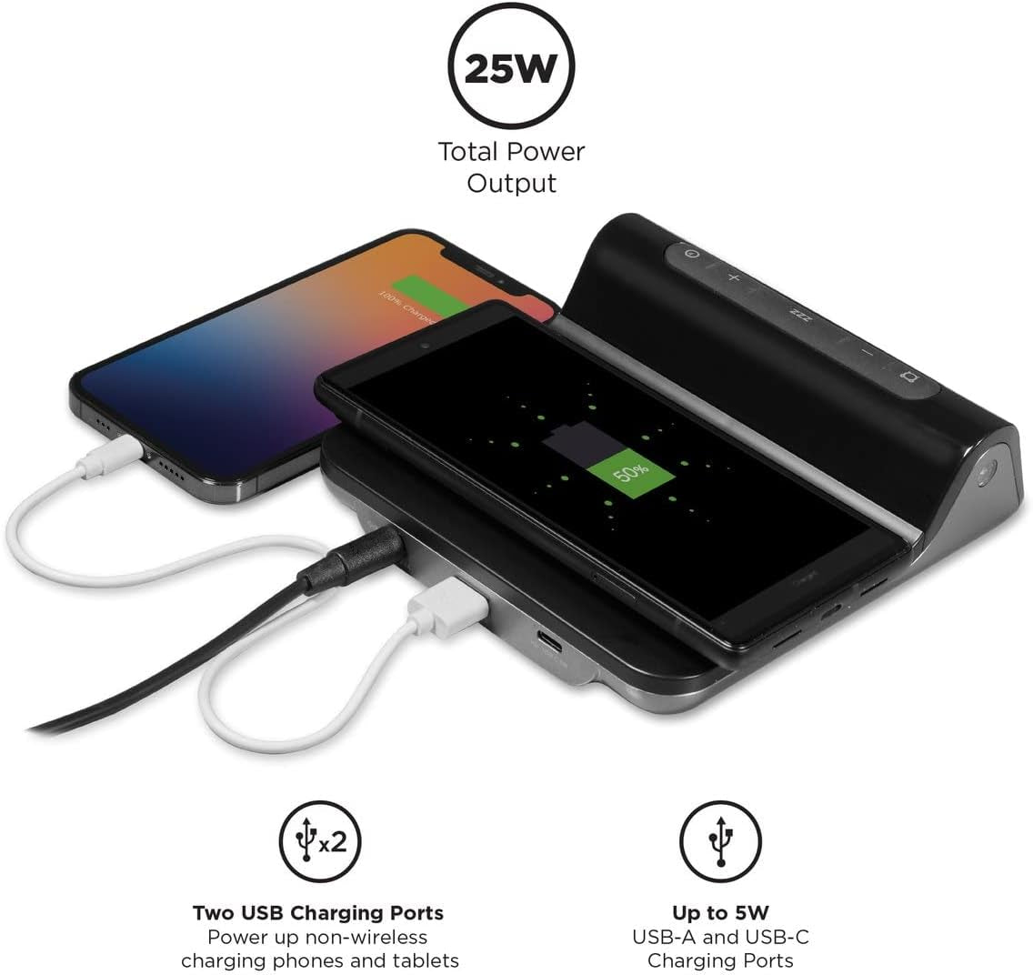 3-In-1 Magnetic Fast Wireless Charging Clock for Magsafe Enabled Devices, USB-C and USB-A Charging, 25W Total Power Output, Fast Wireless Charing Clock (Iw23)